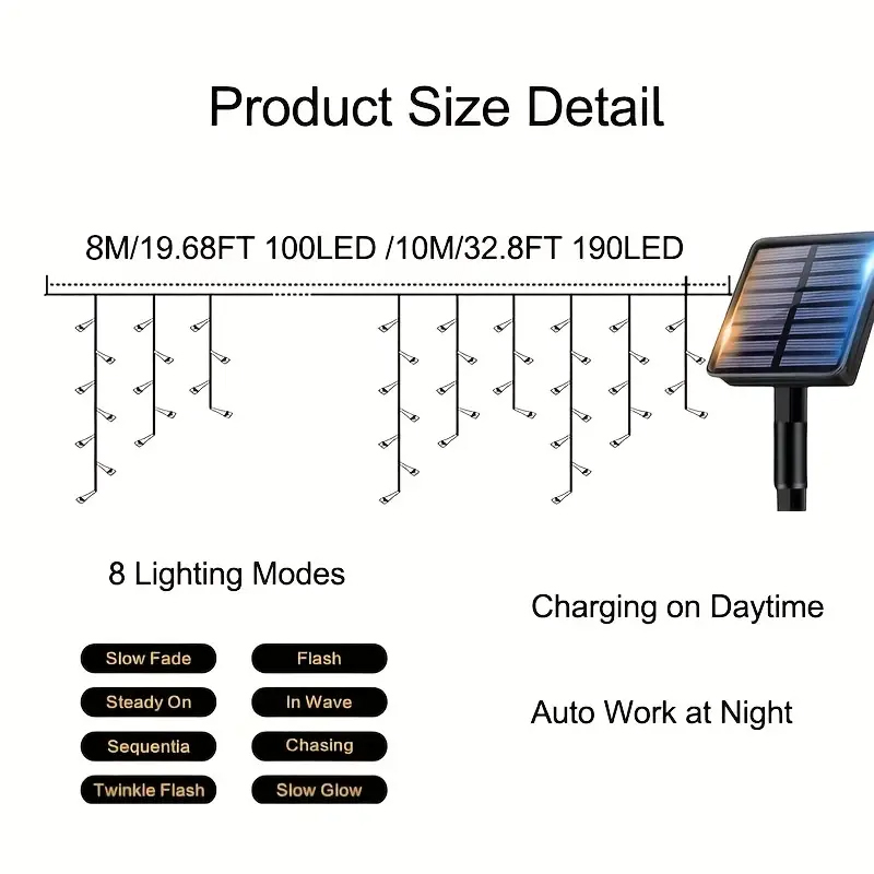 Güneş Enerjili Icicle Işıkları - Outdoor Solar Power Xmas Lights incelemesi ve fiyatı